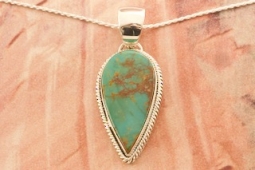 Artie Yellowhorse Genuine Kingman Turquoise Sterling Silver Pendant